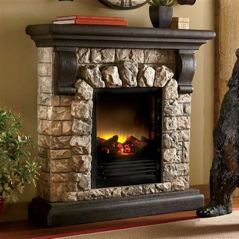 faux stone fireplace mantle